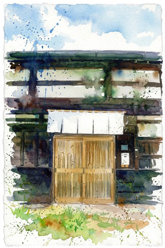 玄関の水彩画